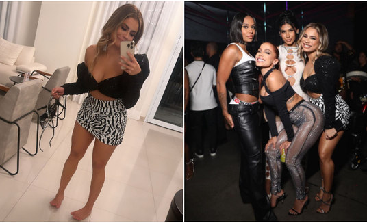 Sem Guimê, Lexa se esbalda em festa de Anitta: 'Dancei tanto que não consigo pisar no chão' (Reprodução/Instagram Montagem/R7)
